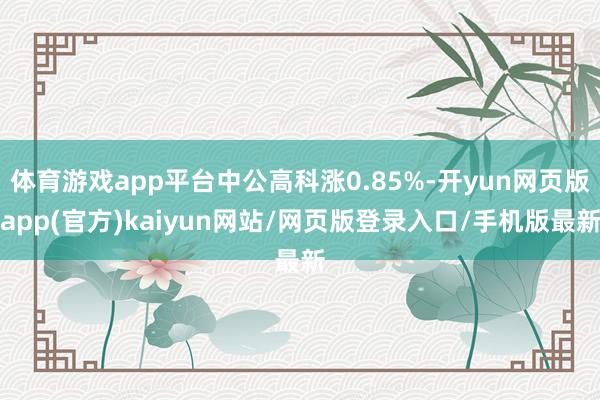 体育游戏app平台中公高科涨0.85%-开yun网页版app(官方)kaiyun网站/网页版登录入口/手机版最新